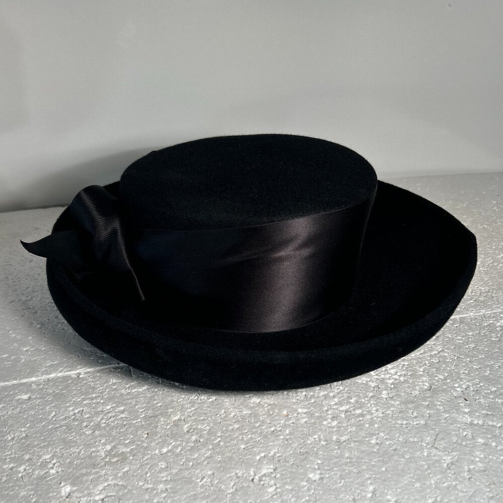 Eric Javits Vintage Wool Hat Satin Bow Old Money Quiet Luxury Cottage Prairie - Picture 4 of 7